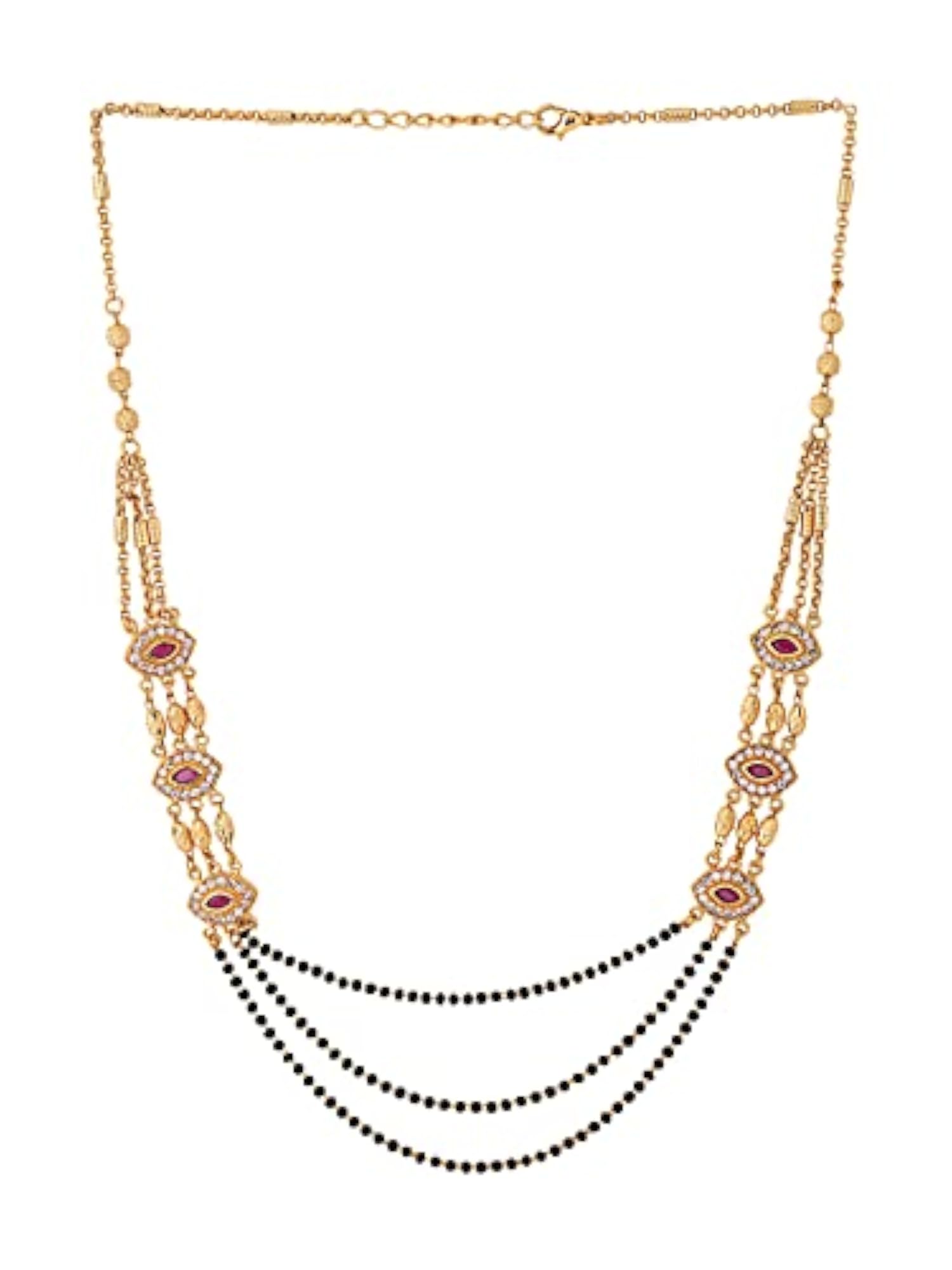 Mangal Sutra with Toned Red Crystal Studded Eye Beads